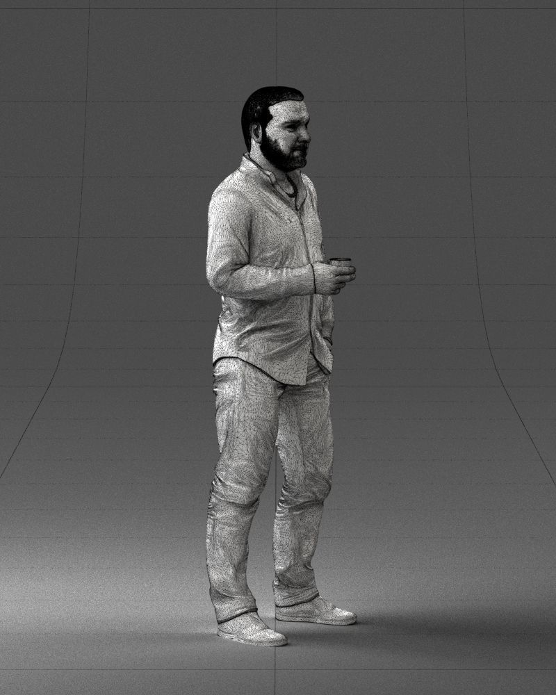 000224 Casual Male Character with Drink 1121 3dp 3D print model_11