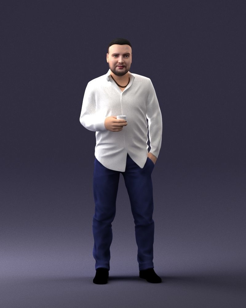 000224 Casual Male Character with Drink 1121 3dp 3D print model_3