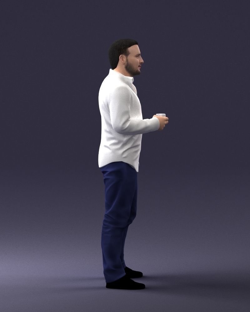 000224 Casual Male Character with Drink 1121 3dp 3D print model_12