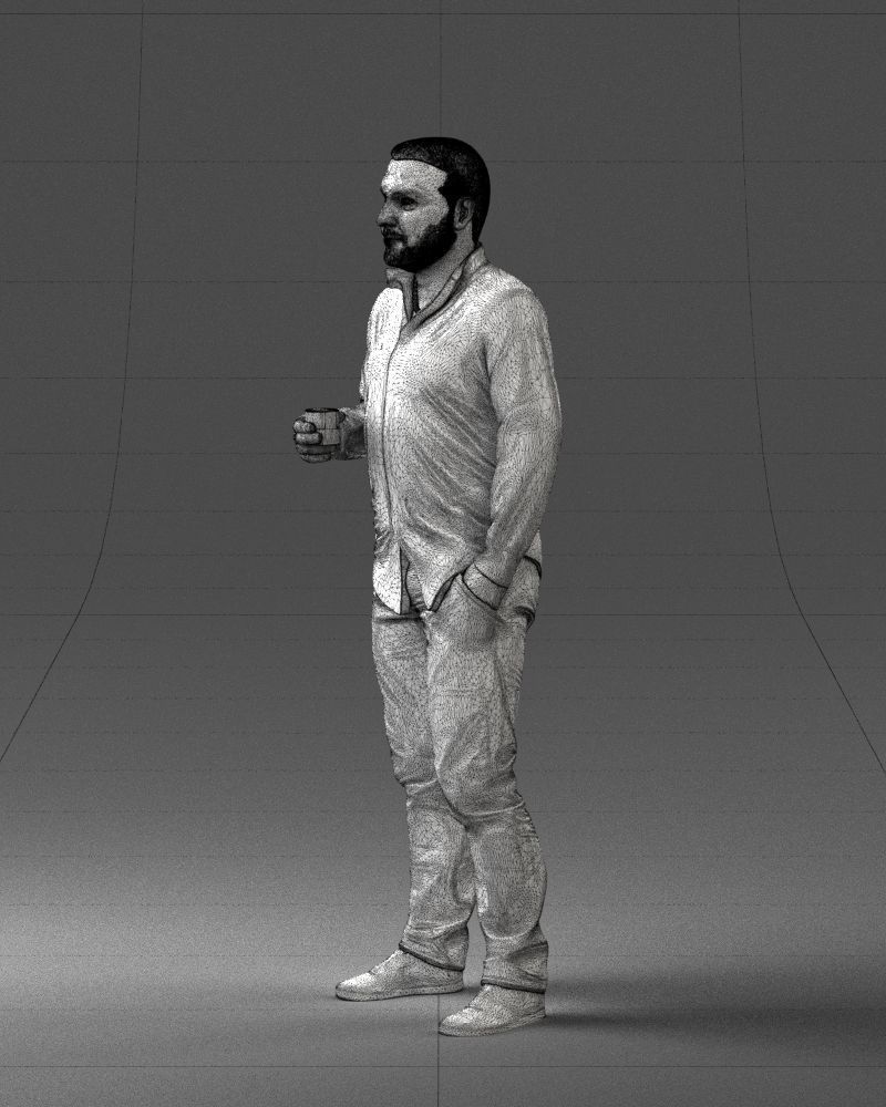 000224 Casual Male Character with Drink 1121 3dp 3D print model_29