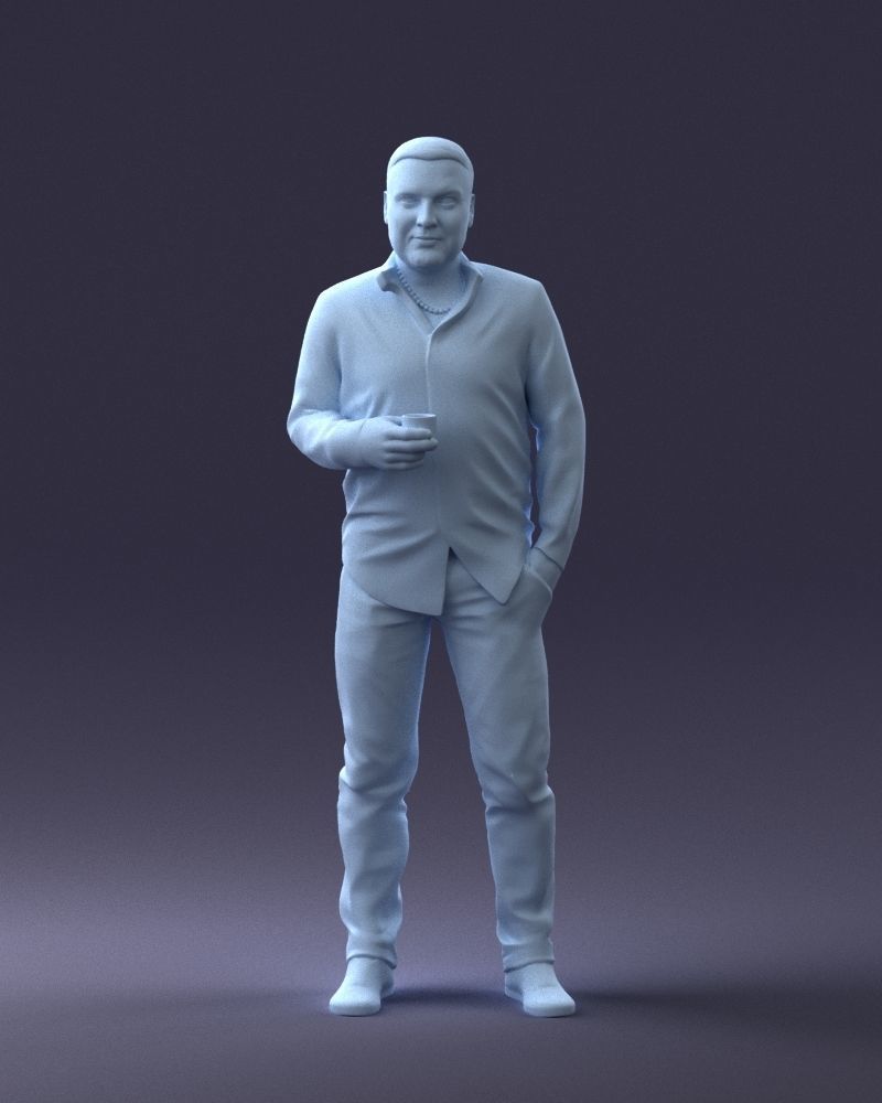 000224 Casual Male Character with Drink 1121 3dp 3D print model_1
