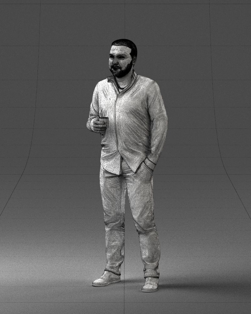 000224 Casual Male Character with Drink 1121 3dp 3D print model_32