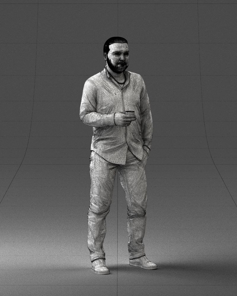 000224 Casual Male Character with Drink 1121 3dp 3D print model_8