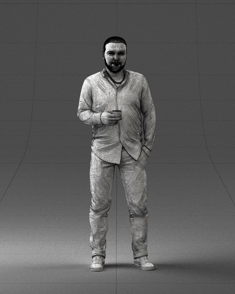 000224 Casual Male Character with Drink 1121 3dp 3D print model_5