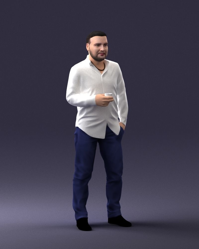 000224 Casual Male Character with Drink 1121 3dp 3D print model_6