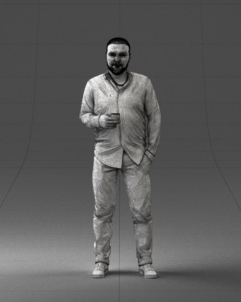000224 Casual Male Character with Drink 1121 3dp 3D print model_38