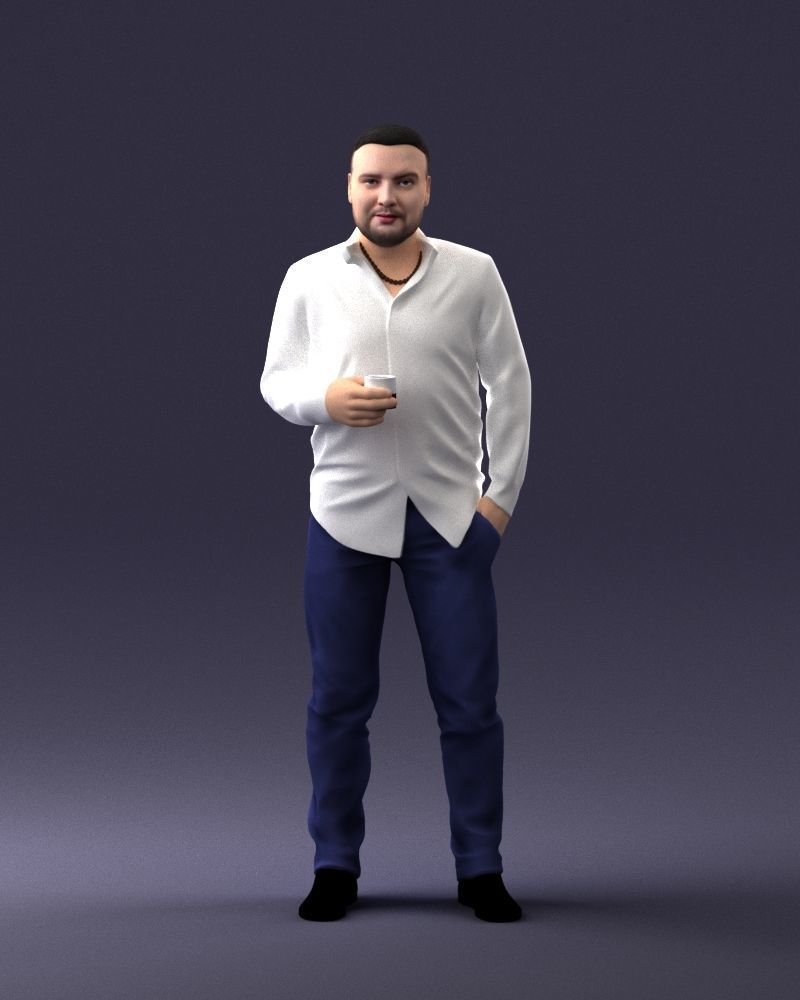 000224 Casual Male Character with Drink 1121 3dp 3D print model_36
