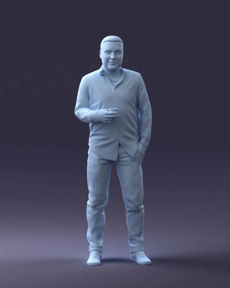 000224 Casual Male Character with Drink 1121 3dp 3D print model_4
