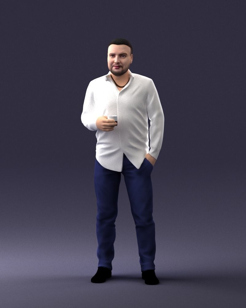 000224 Casual Male Character with Drink 1121 3dp 3D print model_33