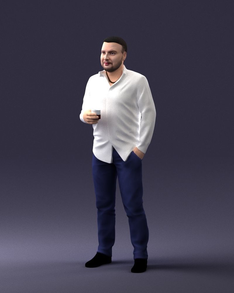 000224 Casual Male Character with Drink 1121 3dp 3D print model_30