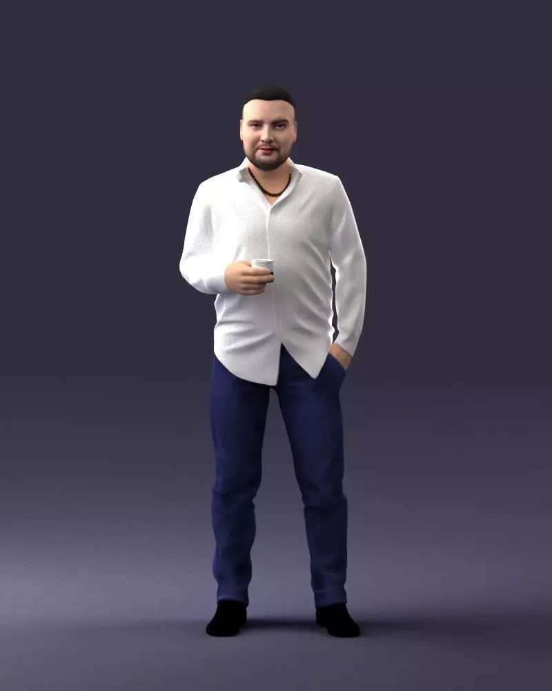 000224 Casual Male Character with Drink 1121 3dp 3D print model_0