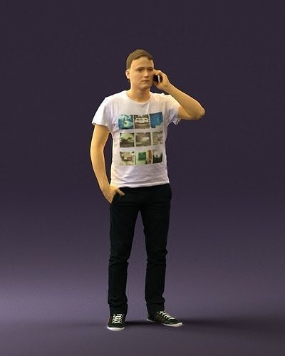 Man in white shirt with pics 0542 3D Print Ready 3D print model