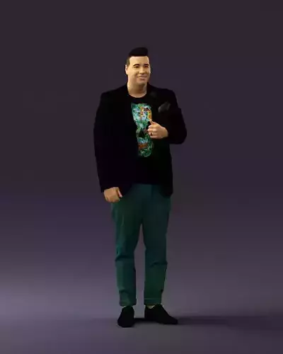 Man in black top green pants 0610 3D Print Ready