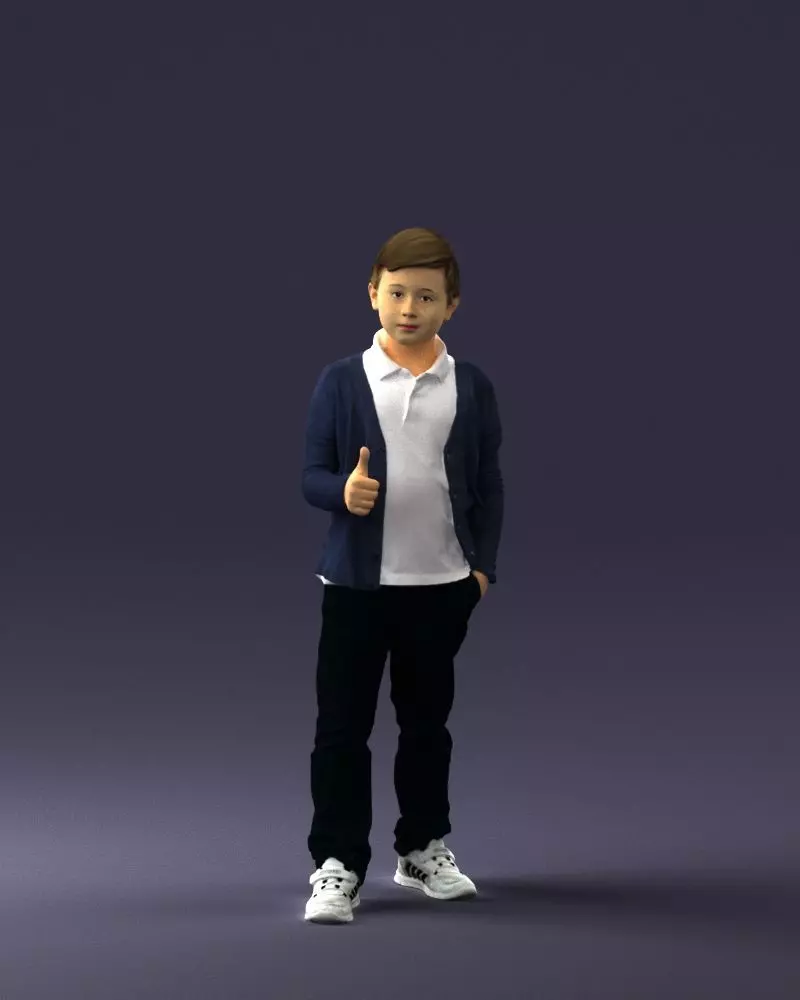 Stylish boy with a finger up 0241 3D model_0