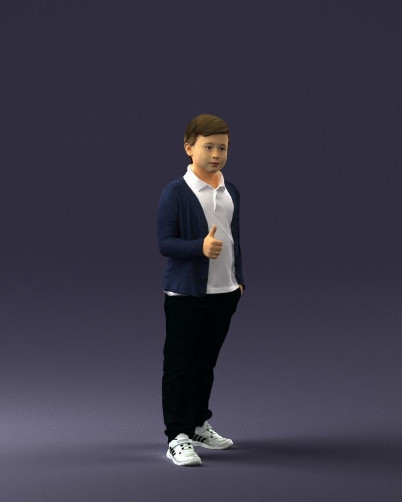 Stylish boy with a finger up 0241 3D model_6