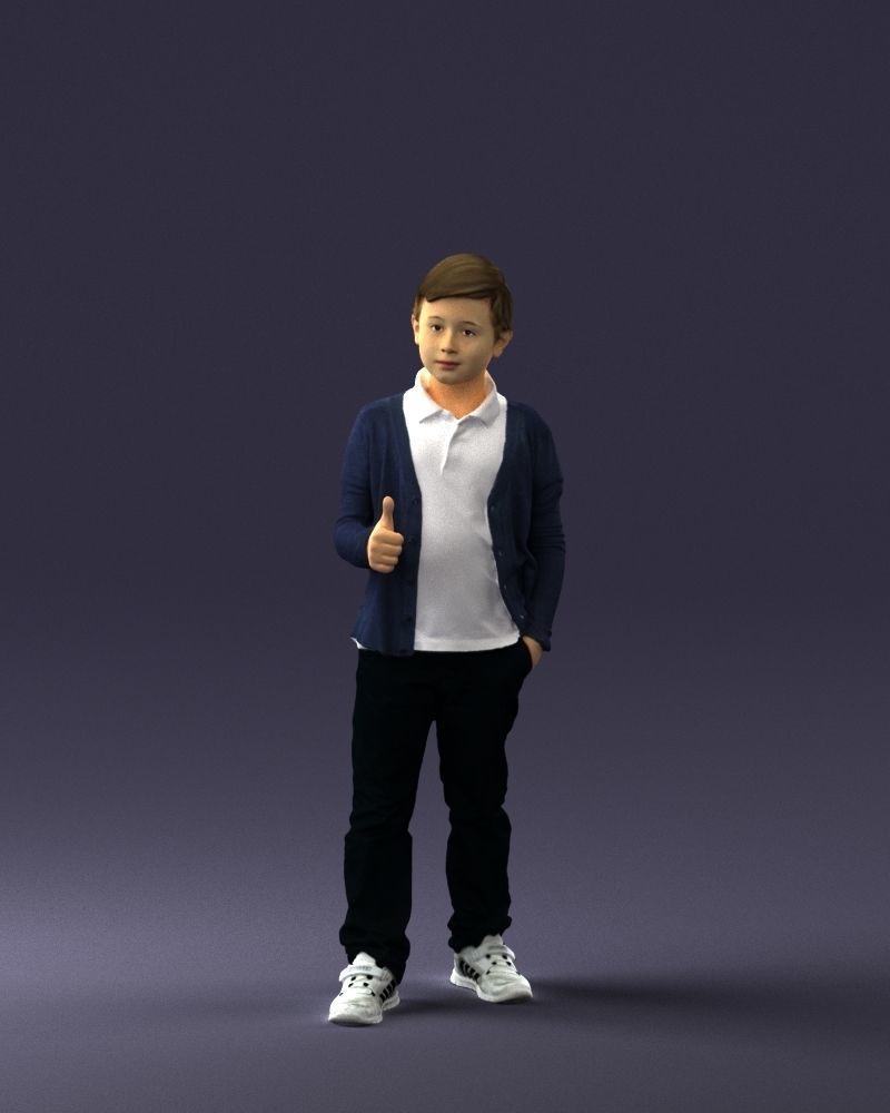 Stylish boy with a finger up 0241 3D model_33