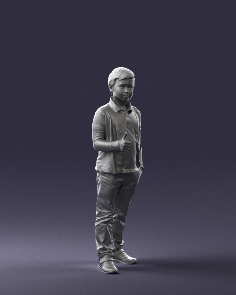 Stylish boy with a finger up 0241 3D model_7