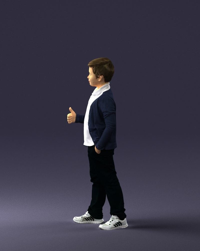 Stylish boy with a finger up 0241 3D model_24