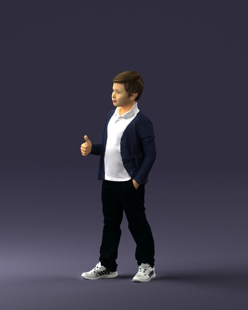 Stylish boy with a finger up 0241 3D model_27
