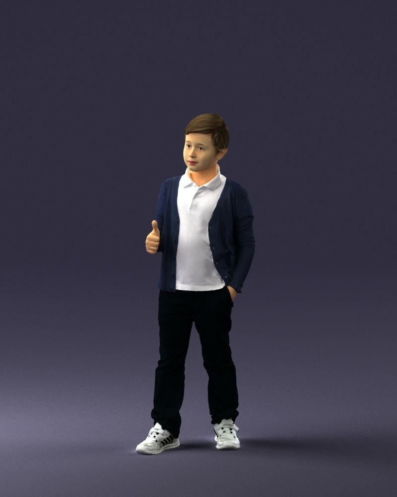 Stylish boy with a finger up 0241 3D model_30