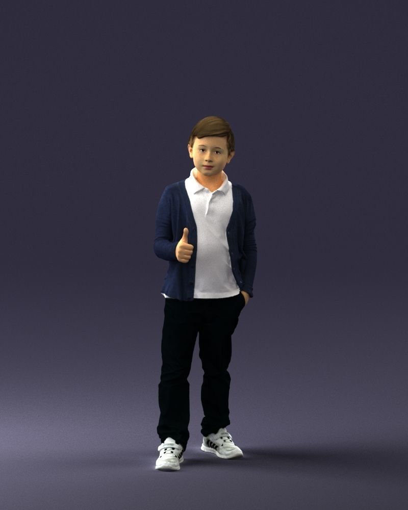 Stylish boy with a finger up 0241 3D model_36