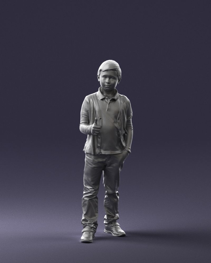 Stylish boy with a finger up 0241 3D model_2