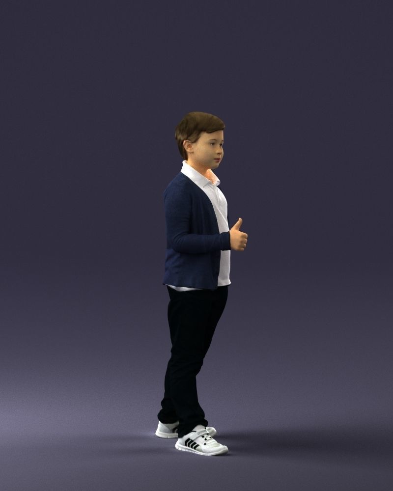 Stylish boy with a finger up 0241 3D model_9