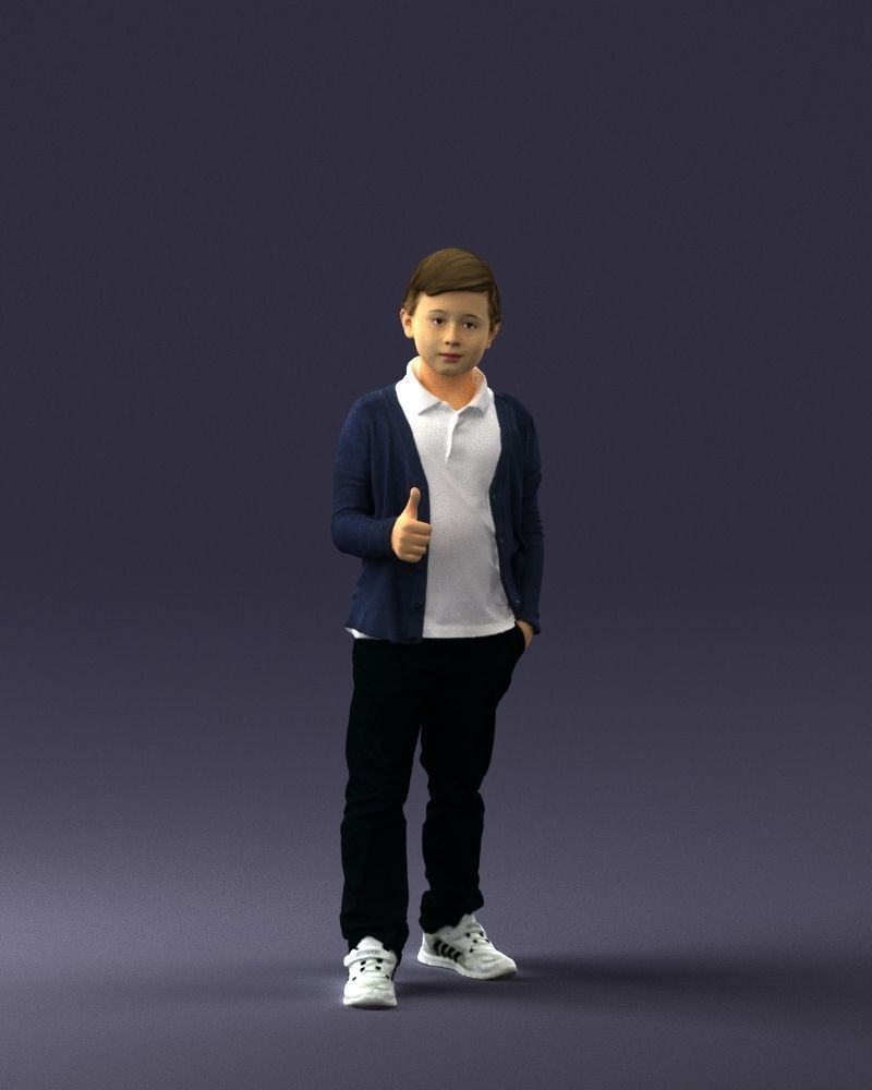 Stylish boy with a finger up 0241 3D model_3