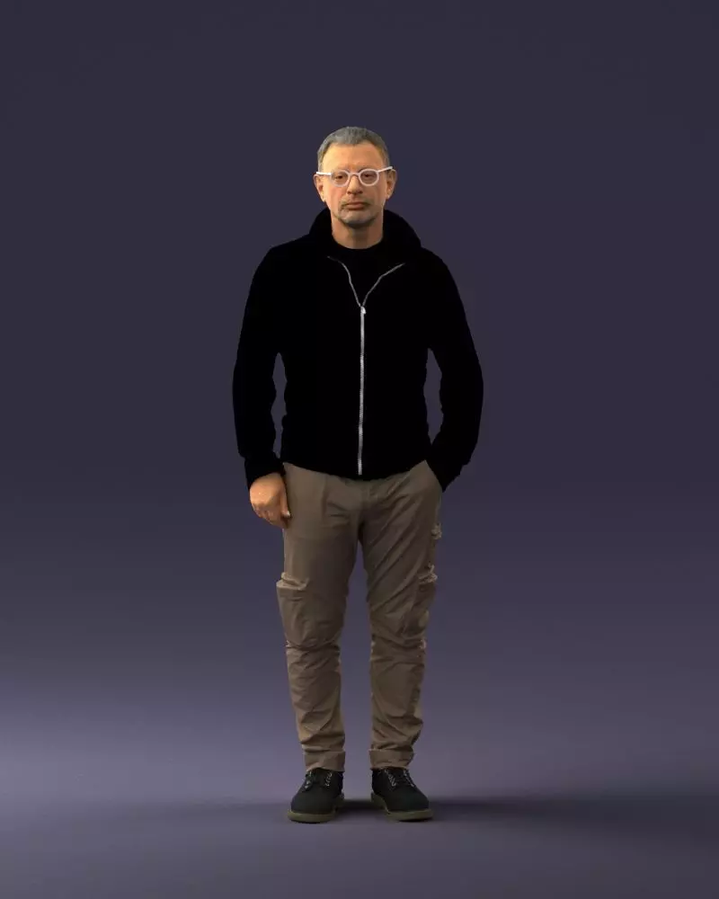 000294 Man in Hoodie and Cargo Pants 1008 STL Miniature 3D print model