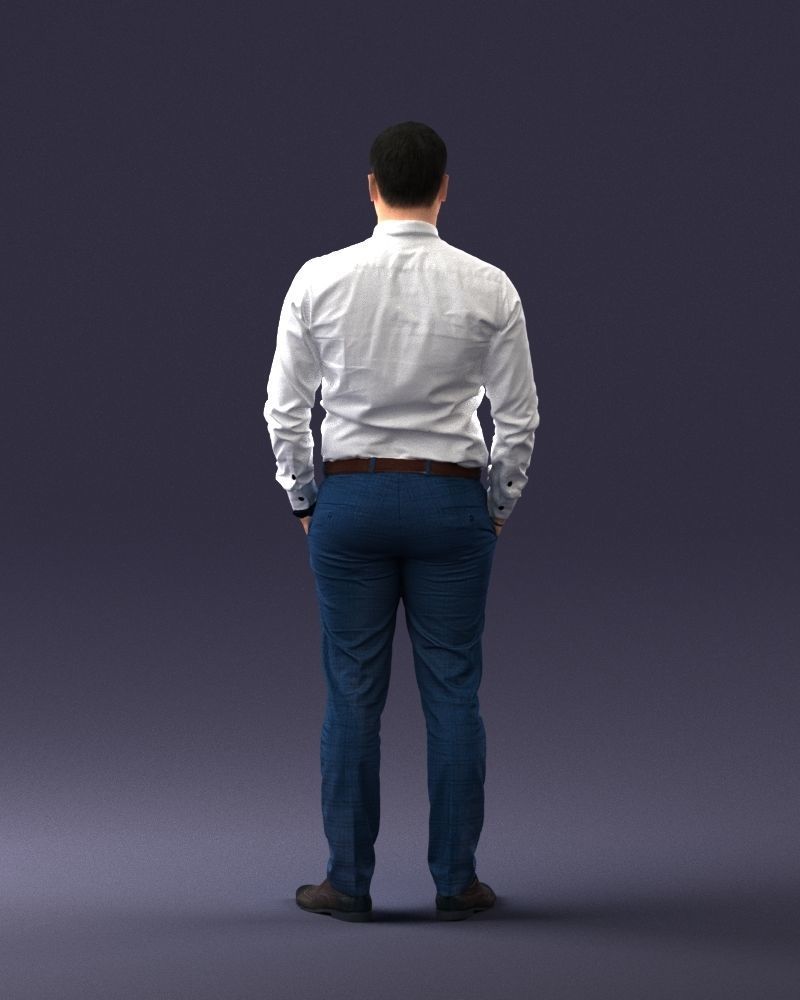 000242 Man in White Shirt and Blue Formal Trousers 0116 3dp 3D print model_18