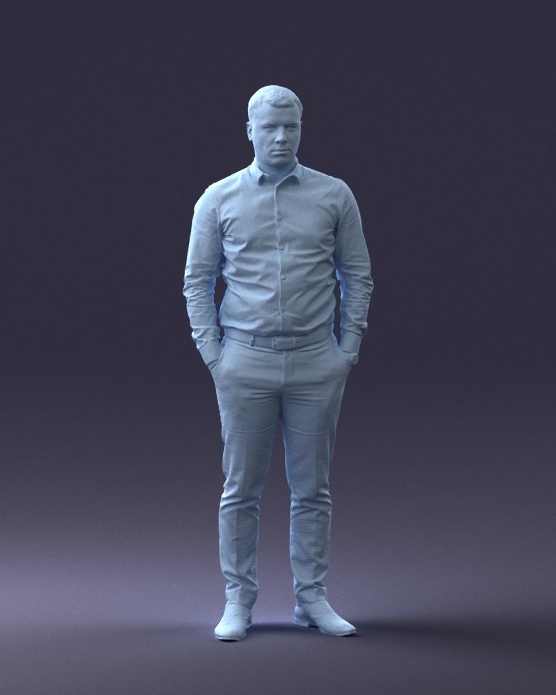 000242 Man in White Shirt and Blue Formal Trousers 0116 3dp 3D print model_4