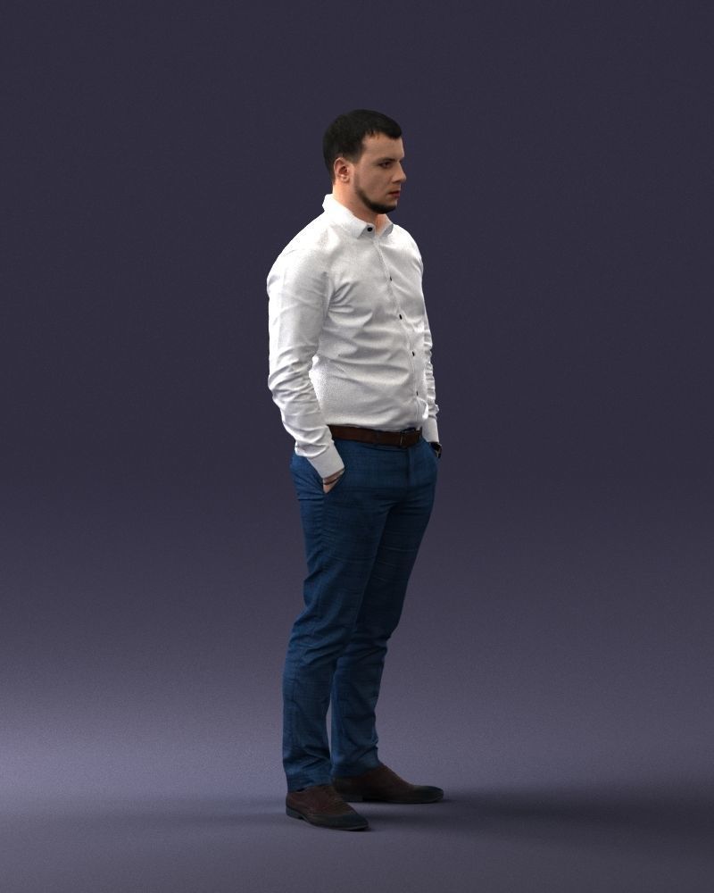 000242 Man in White Shirt and Blue Formal Trousers 0116 3dp 3D print model_9