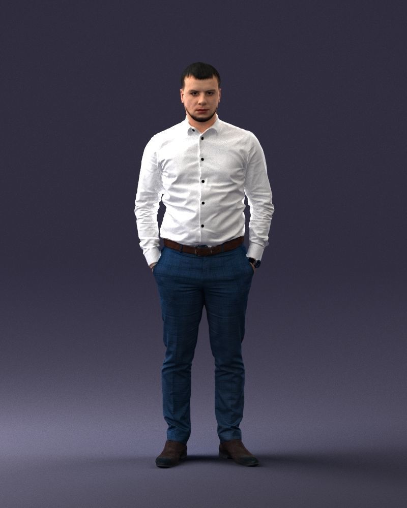 000242 Man in White Shirt and Blue Formal Trousers 0116 3dp 3D print model_36
