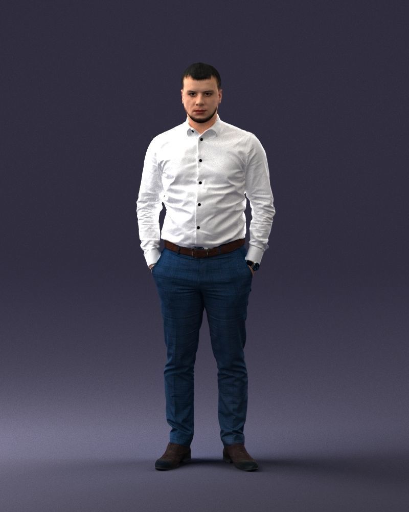 000242 Man in White Shirt and Blue Formal Trousers 0116 3dp 3D print model_33