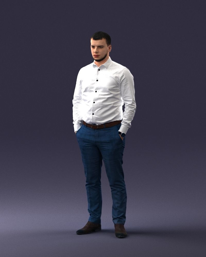 000242 Man in White Shirt and Blue Formal Trousers 0116 3dp 3D print model_30