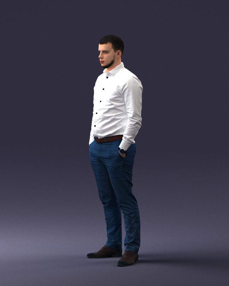 000242 Man in White Shirt and Blue Formal Trousers 0116 3dp 3D print model_27