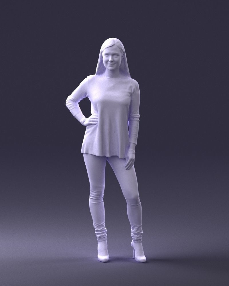 Woman in sweater 0073  3D Print Ready 3D print model_1