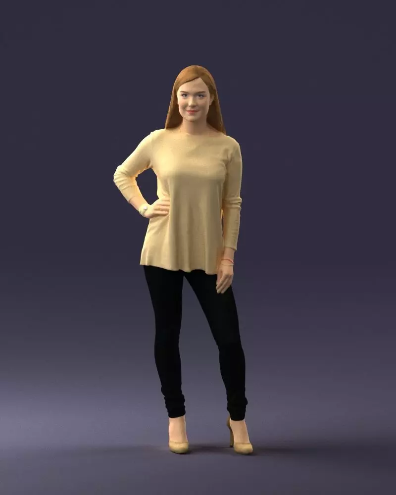 Woman in sweater 0073  3D Print Ready 3D print model_0