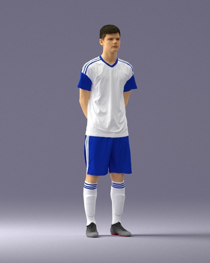 000312 Young Soccer Player Standing in Uniform 1114 3D model_7