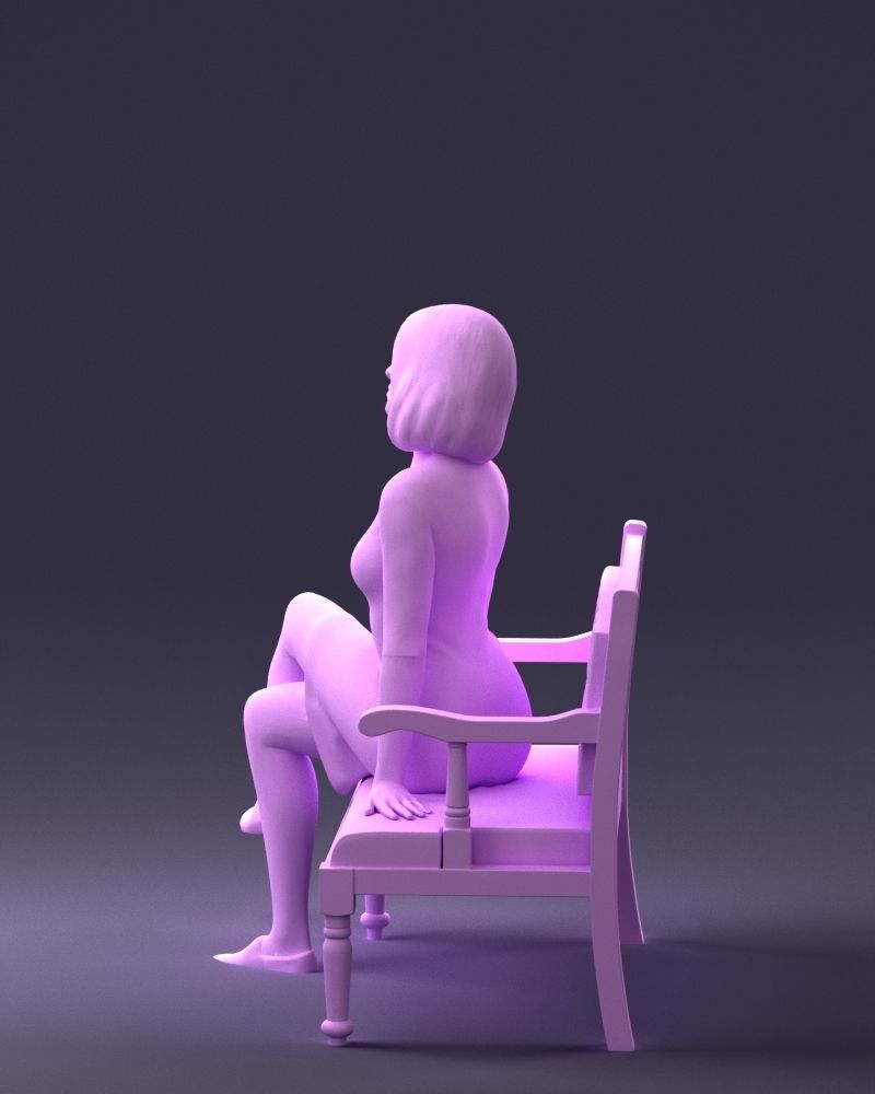000138 Woman Sitting on a Bench 0618 3D model_10