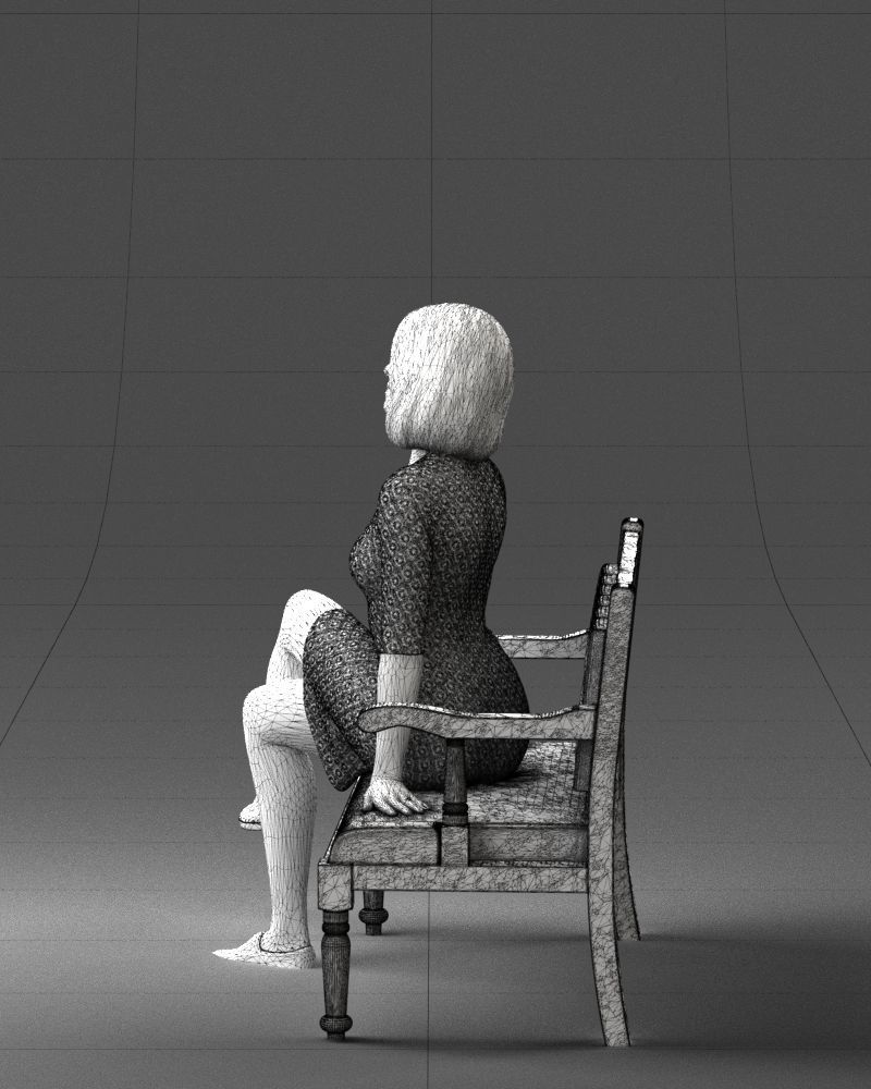 000138 Woman Sitting on a Bench 0618 3D model_11