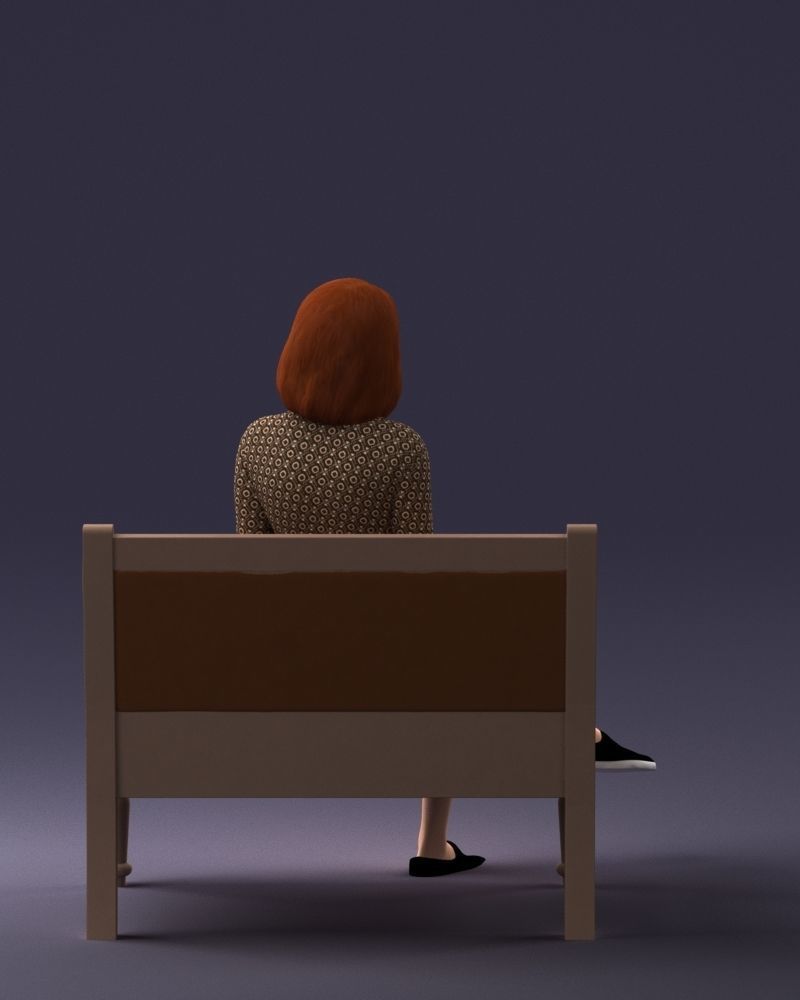 000138 Woman Sitting on a Bench 0618 3D model_6