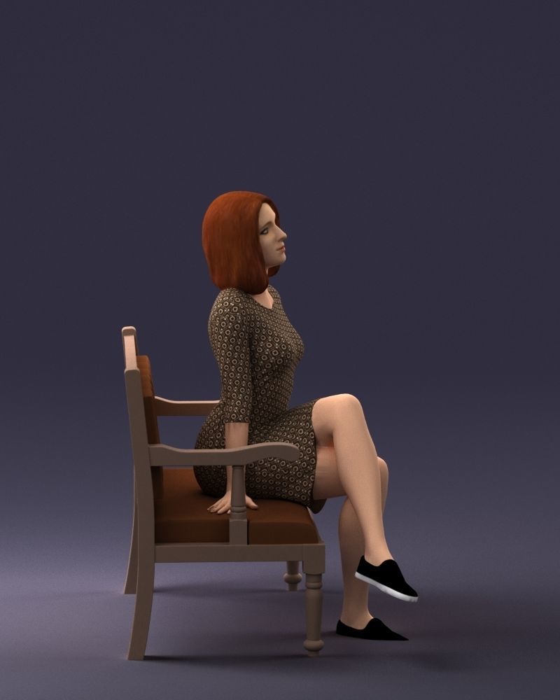 000138 Woman Sitting on a Bench 0618 3D model_3
