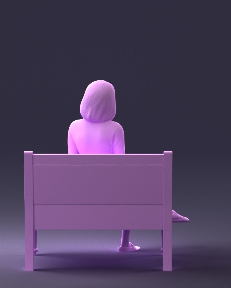 000138 Woman Sitting on a Bench 0618 3D model_7