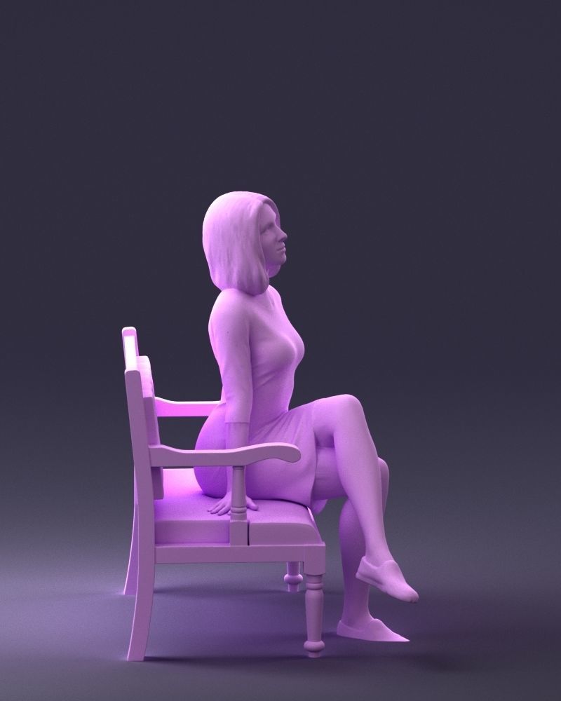 000138 Woman Sitting on a Bench 0618 3D model_4
