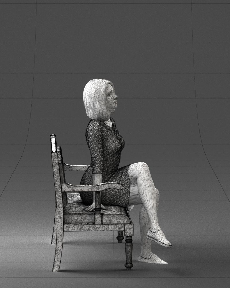 000138 Woman Sitting on a Bench 0618 3D model_5