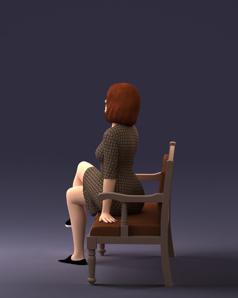 000138 Woman Sitting on a Bench 0618 3D model_9