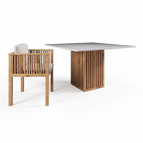 Square Table with Code Marble top 3D model