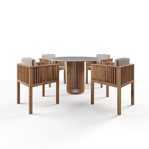 Round table with Code marble top 3D model