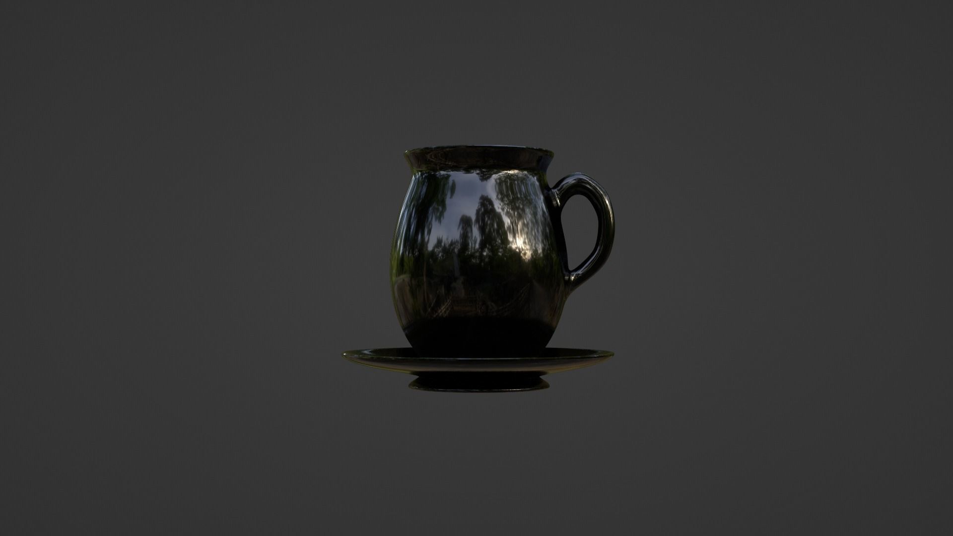 Black porcelain vase and mugs set 3D model_12